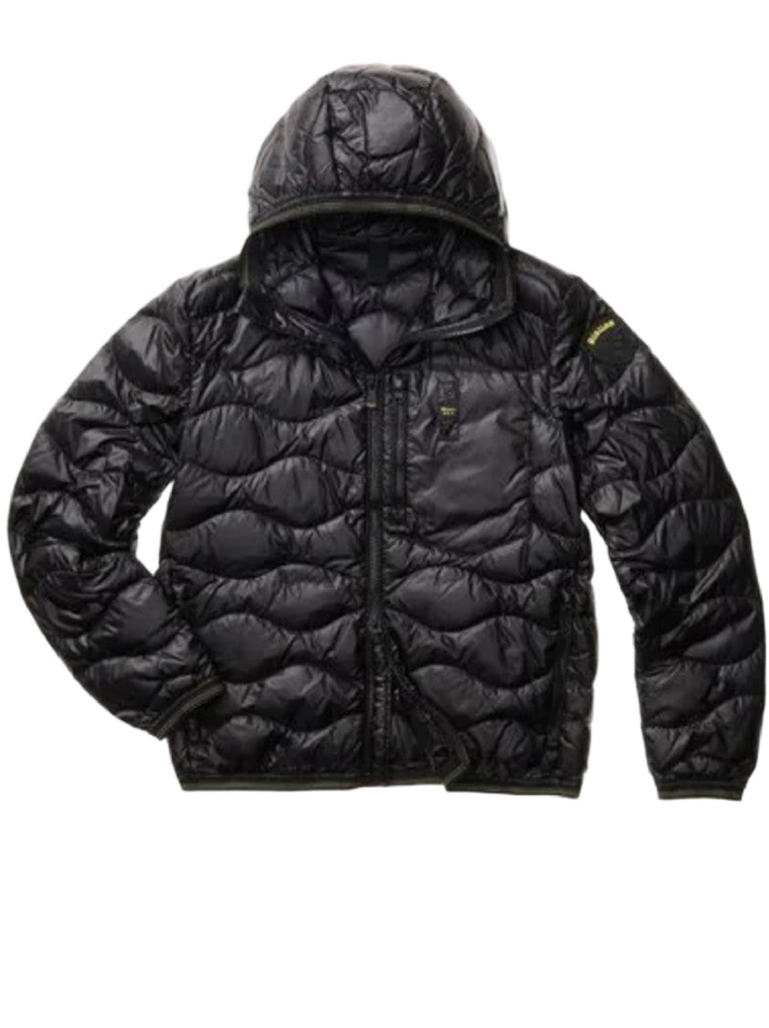 Blauer Quilted Casual Black Jacket With Functional Details