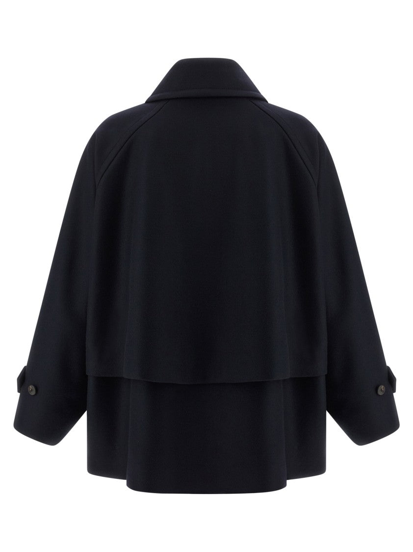 Alberto Biani Wool Blend Caban With Bat Sleeves