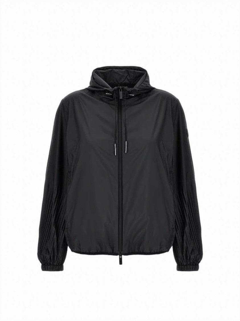 Moncler Lightweight Black Jacket With Adjustable Hood
