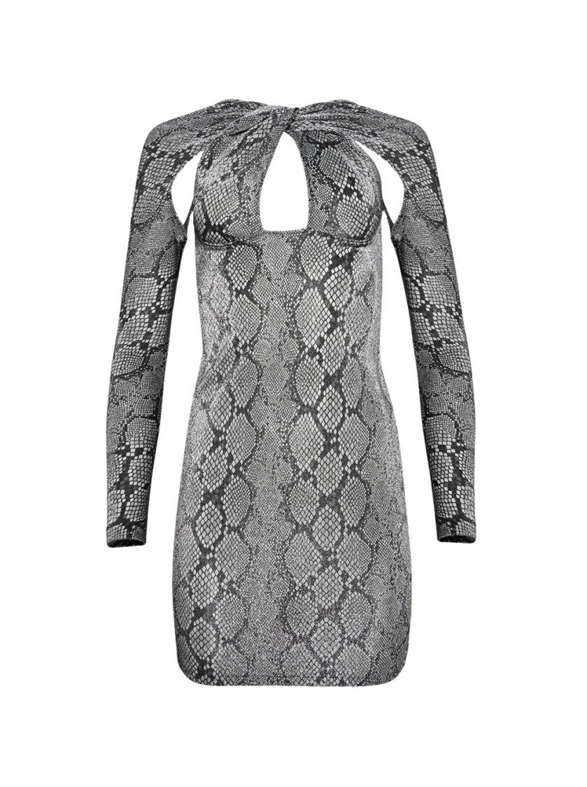 Coperni Twisted Cut-Out Jersey Dress Snake Print
