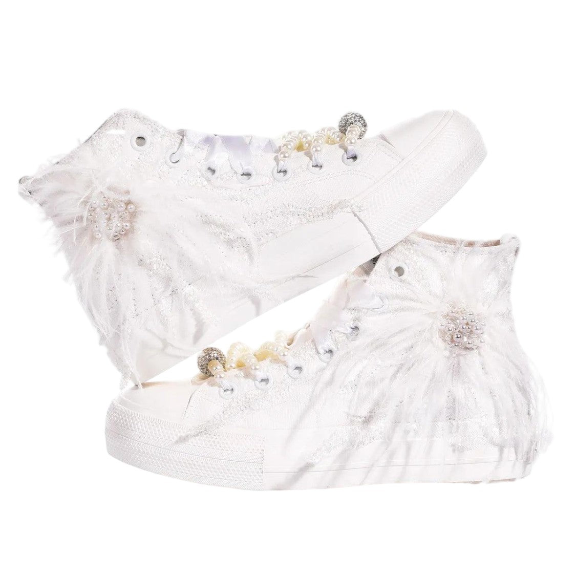Mimanera White Canvas High-Top Sneakers