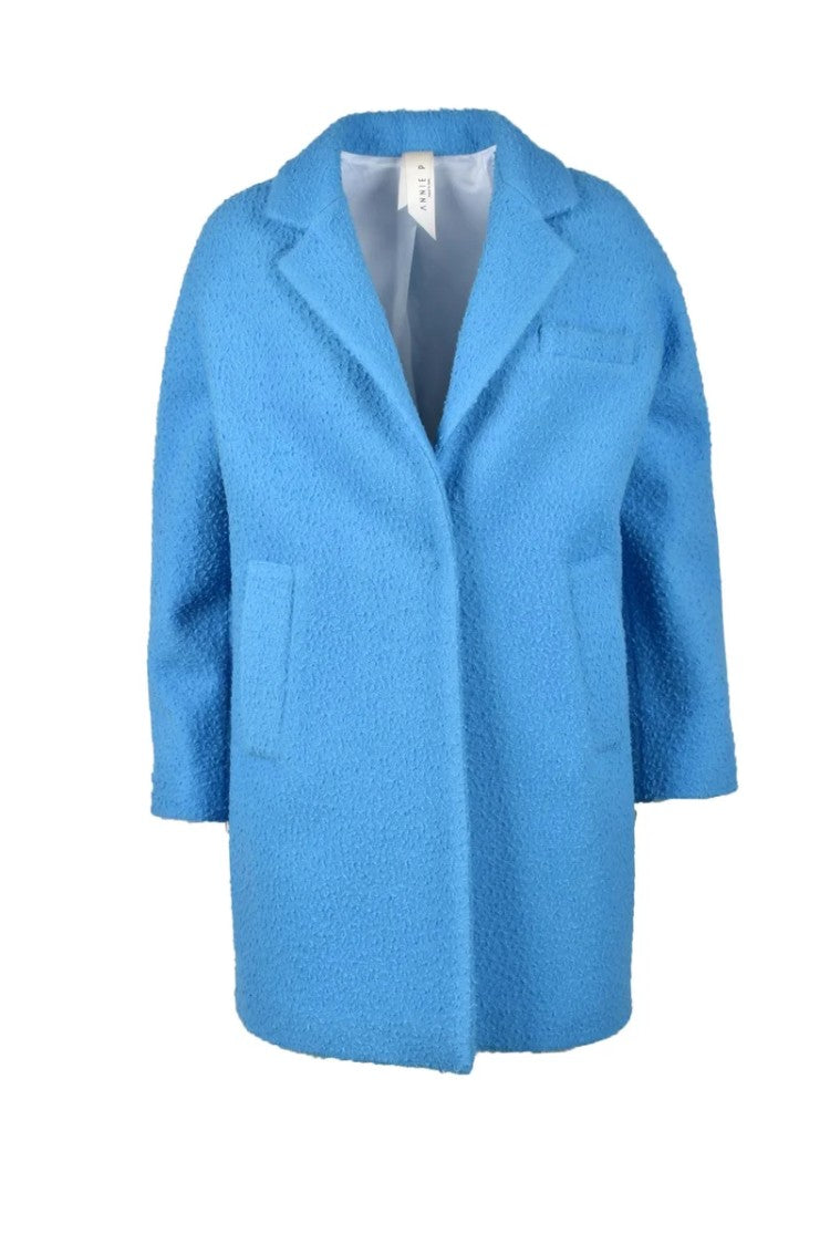 Annie P. Wool Mohair Polyamide Coat - Turquoise