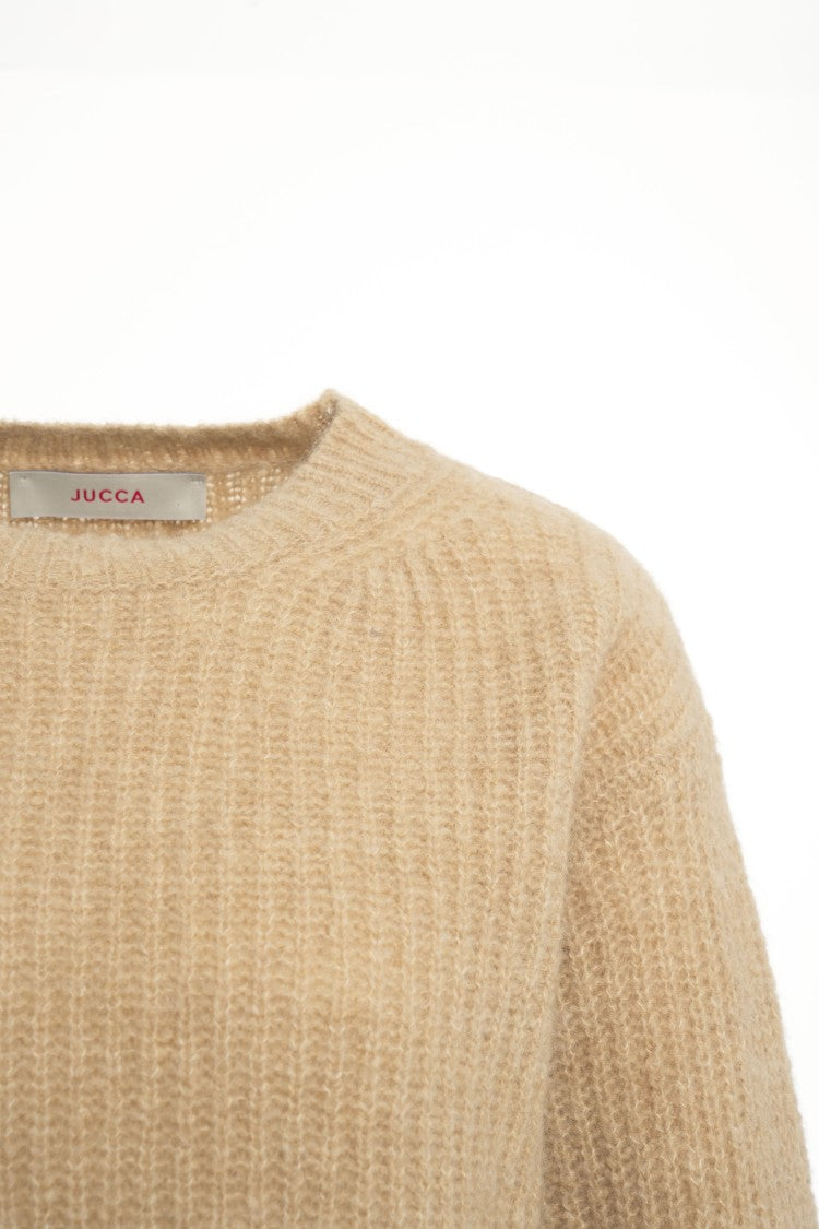 Jucca Ribbed Knit Sweater In Luxurious Beige Blend