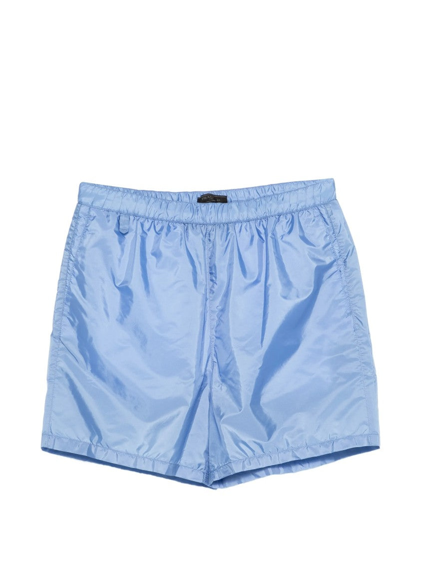Prada Light Blue Costume Glossy Fabric Shorts