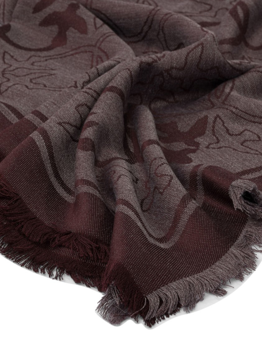 Pinko Bordeaux Scarf With Intricate Pattern And Fringed Edges
