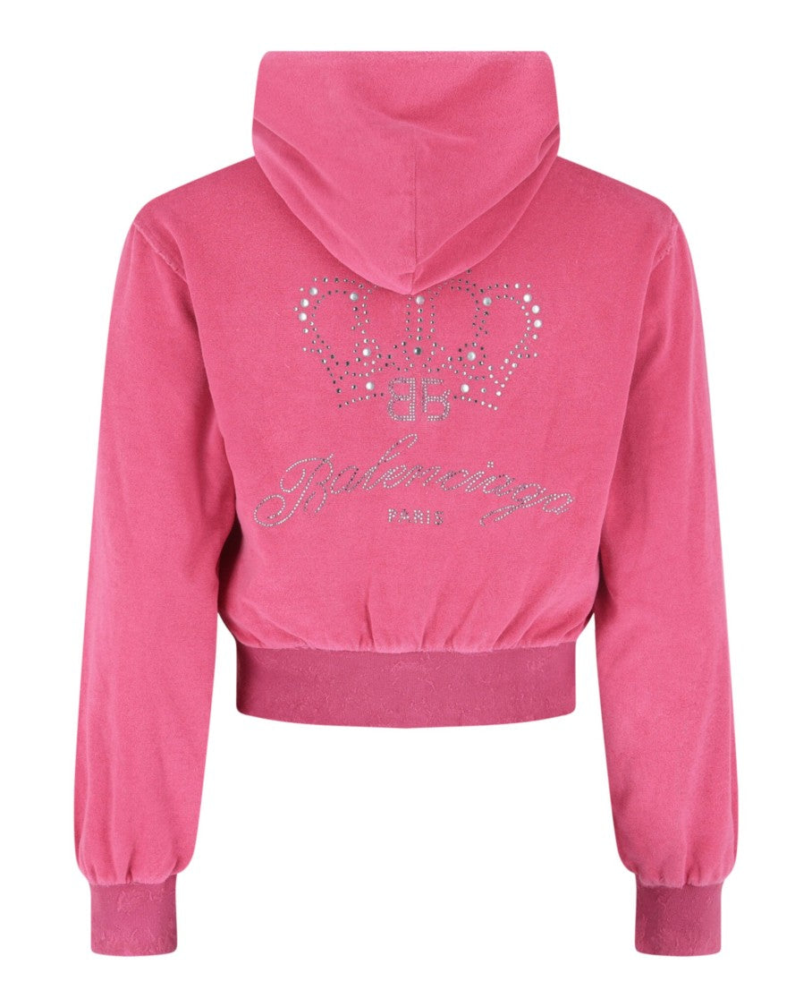 Balenciaga Rhinestone-Embellished Cropped Tracksuit Jacket