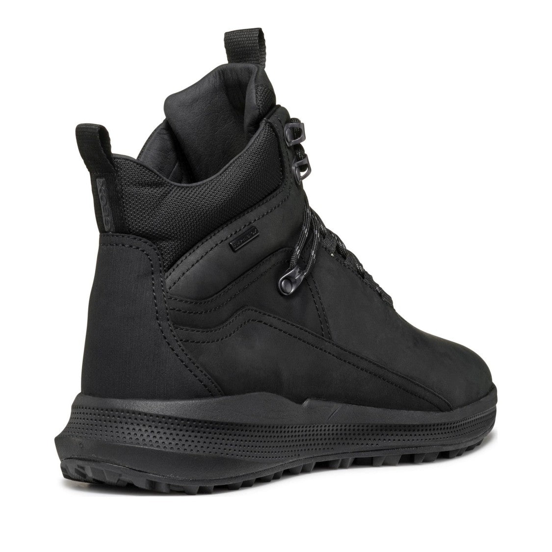 Geox Black Pg1x High-Top Textured Grip Sole Leather Boots