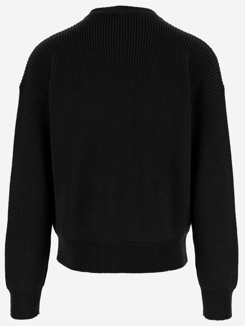 Giorgio Armani Black Knitted Wool Sweater With Logo Detail