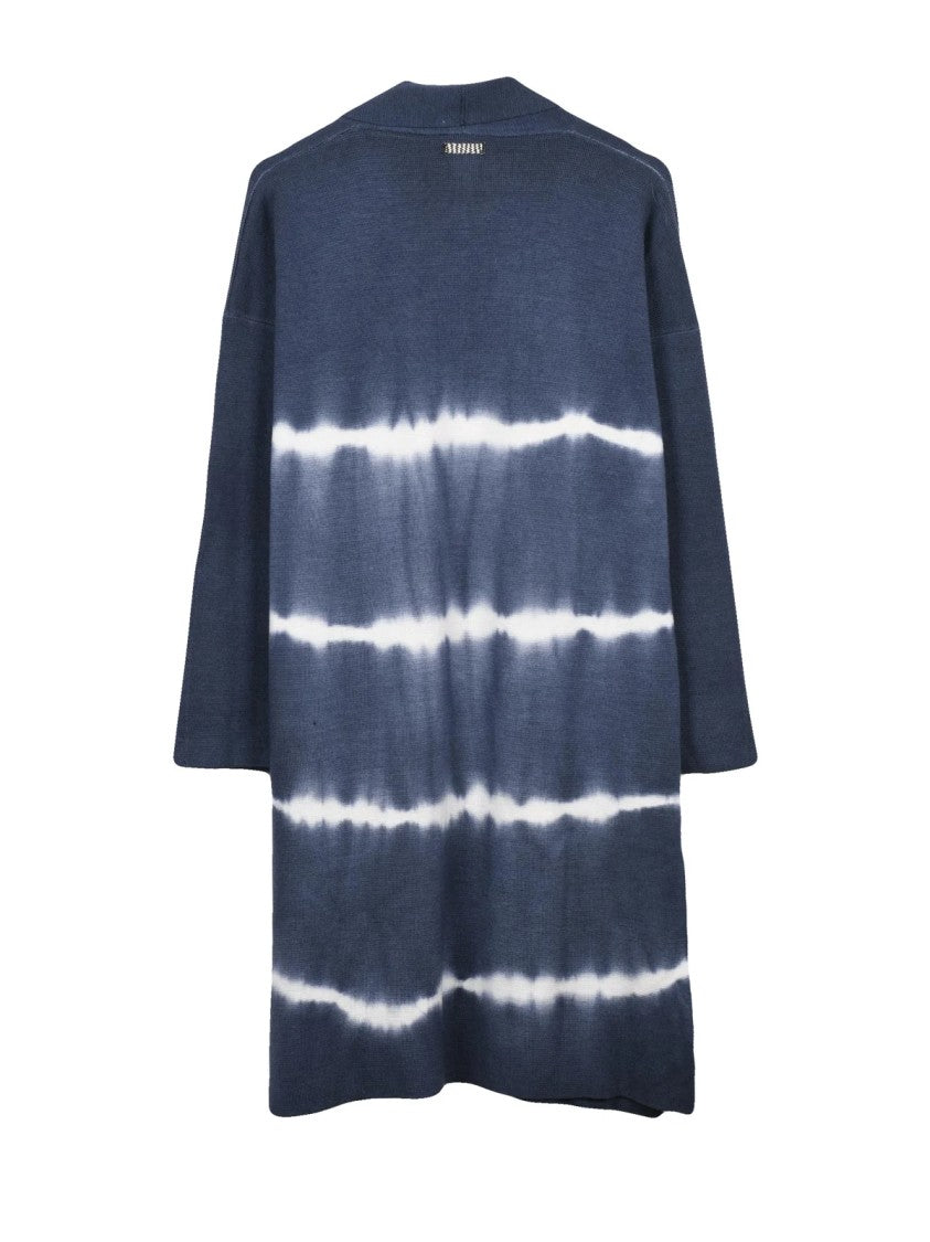 Archivio B Blue Tie-Dye Extrafine Merino Wool Open Cardigan