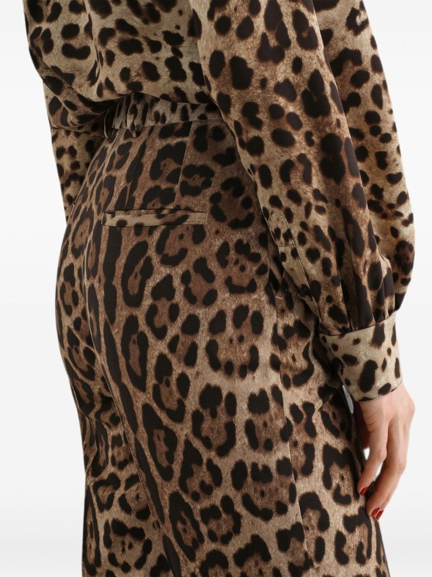 Dolce & Gabbana Multicolor Slim-Fit Leopard Print Trousers
