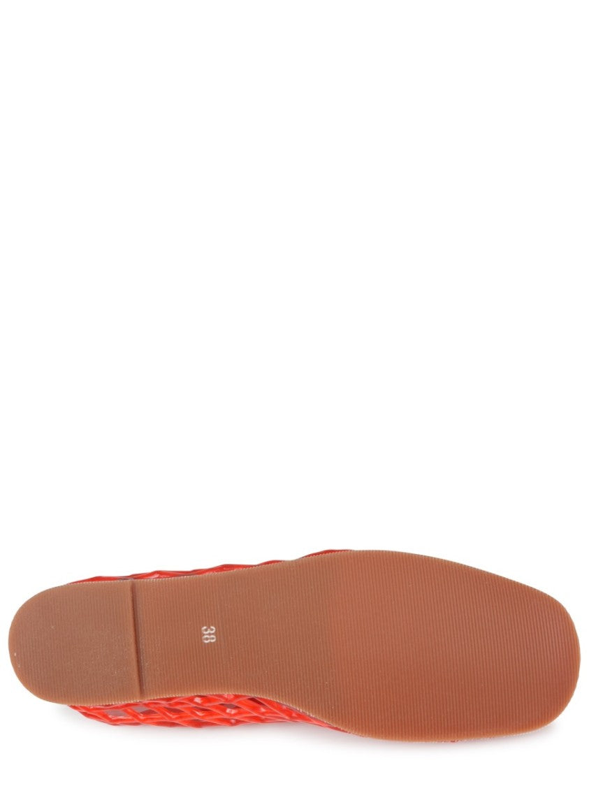Senso Red Lattice Design Red Flats With Leather Sock