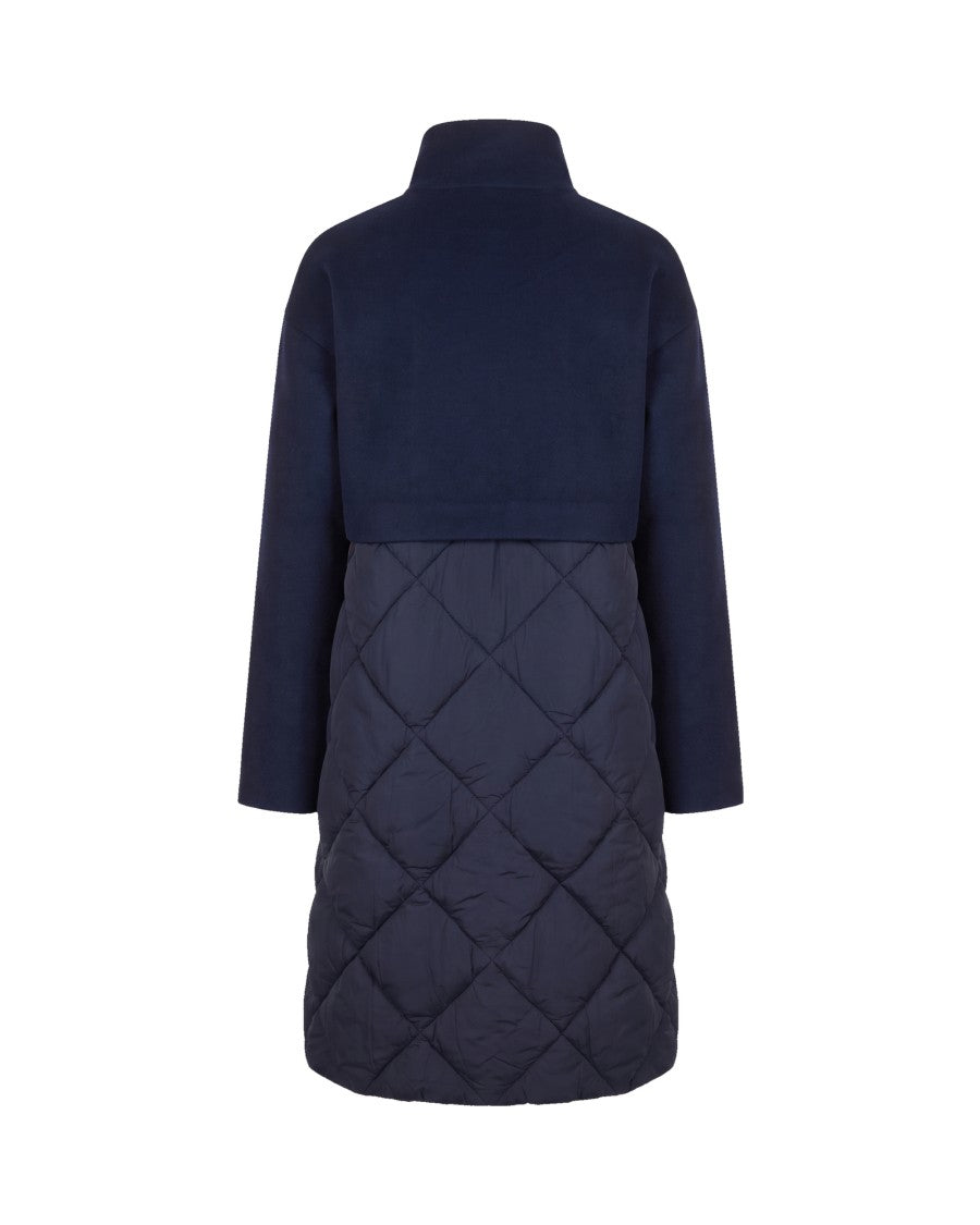 K-Way Three-Quarter Length Wool-Nylon Dual-Fabric Coat
