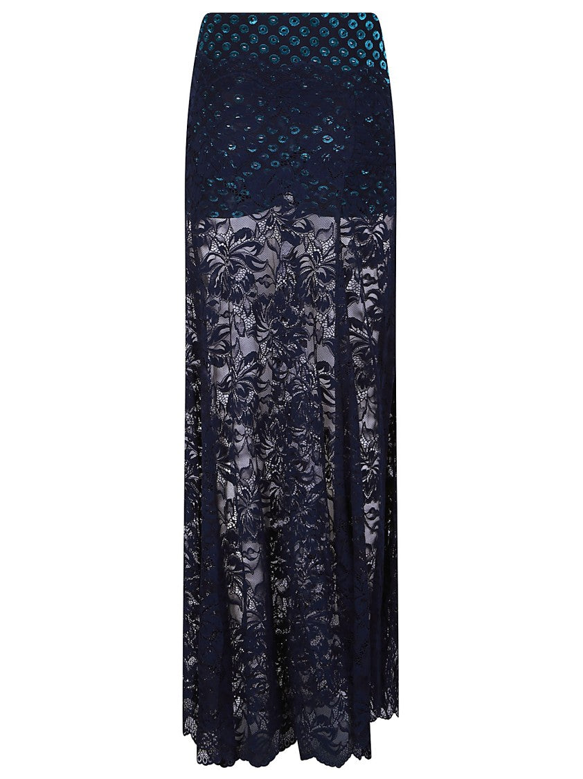 Rabanne Floor Length Sheer Lace Skirt