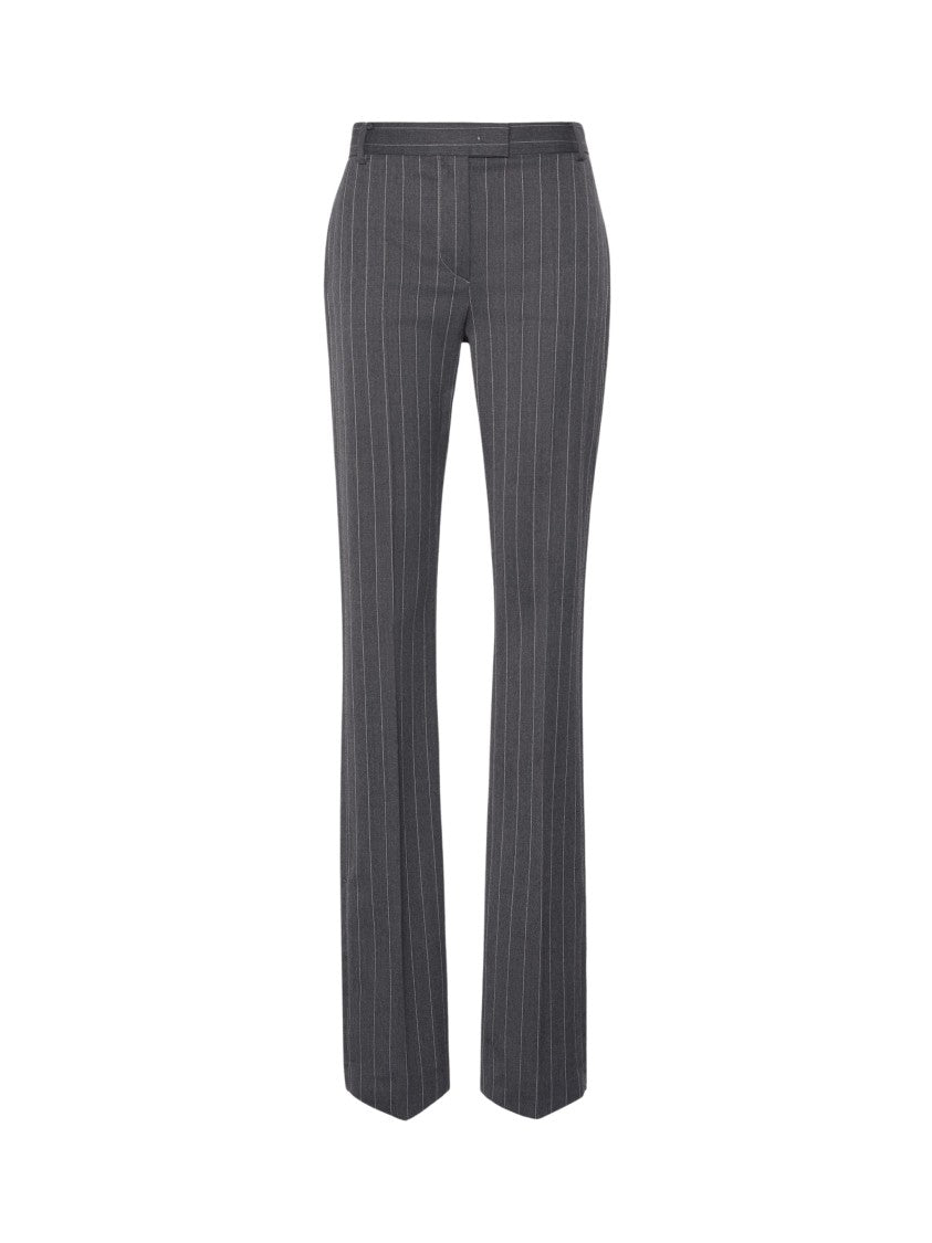 Sportmax Pinstripe Slim Flared Trousers With Flap Detail