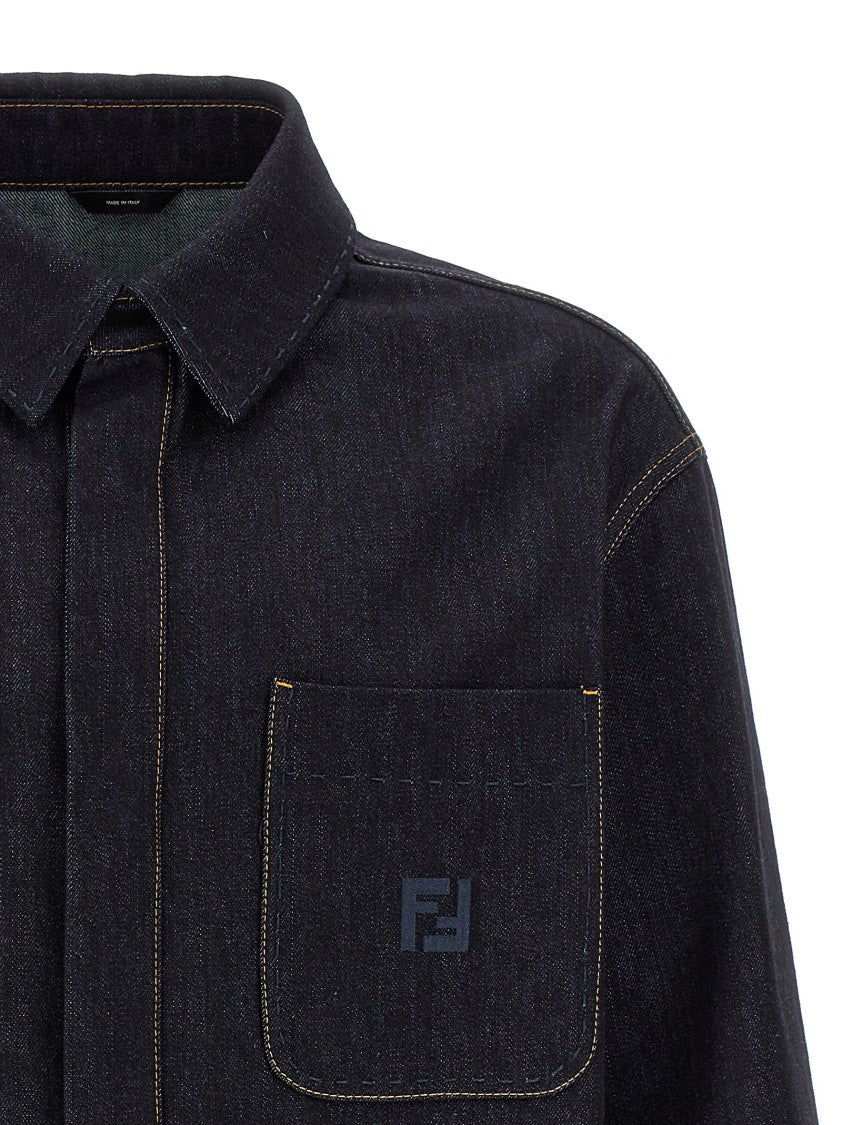 Fendi Saddlery Jacket With Ff Logo Embroidery And Contrast Stitching