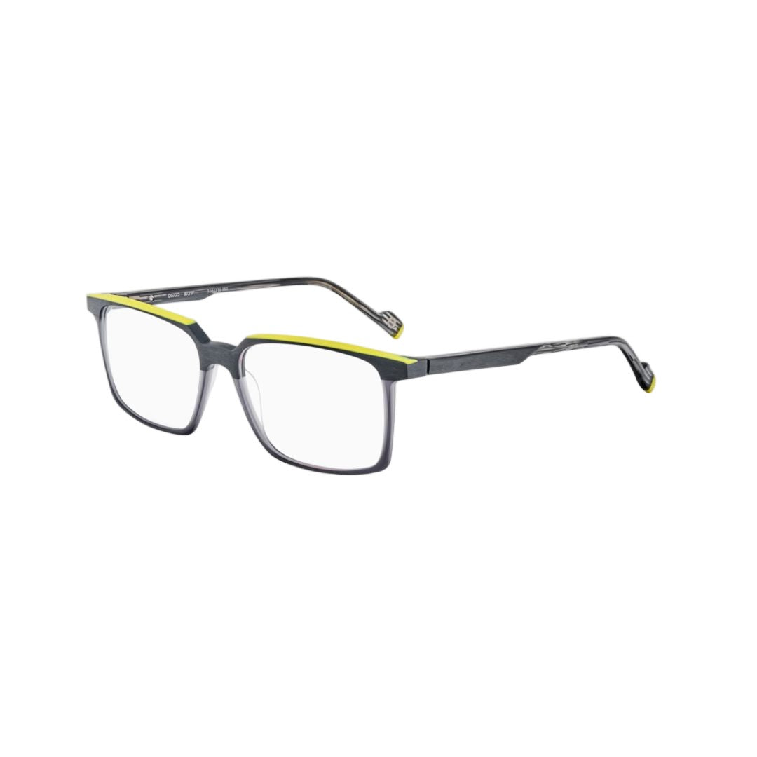 Etnia Barcelona Diego Matte Black Rectangular Eyeglasses With Subtle Yellow Accents