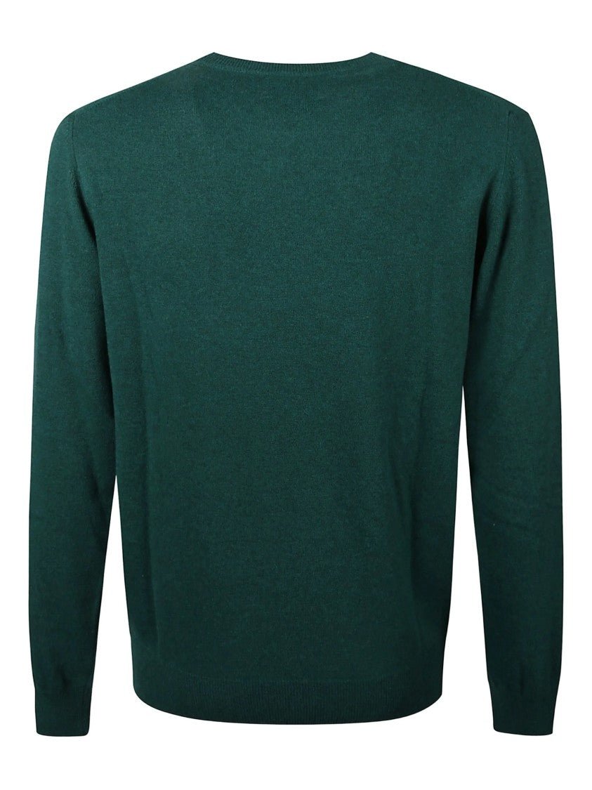 Mc2 Saint Barth Green Crewneck Sweater With Front Lettering
