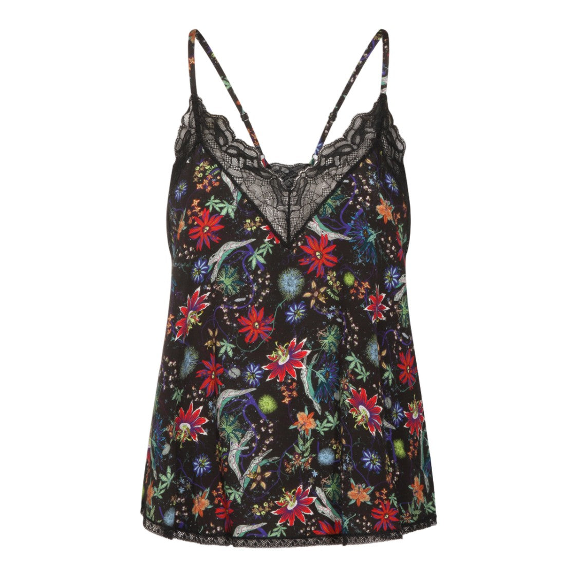 Zadig & Voltaire Floral Print Camisole Top With Lace Trim