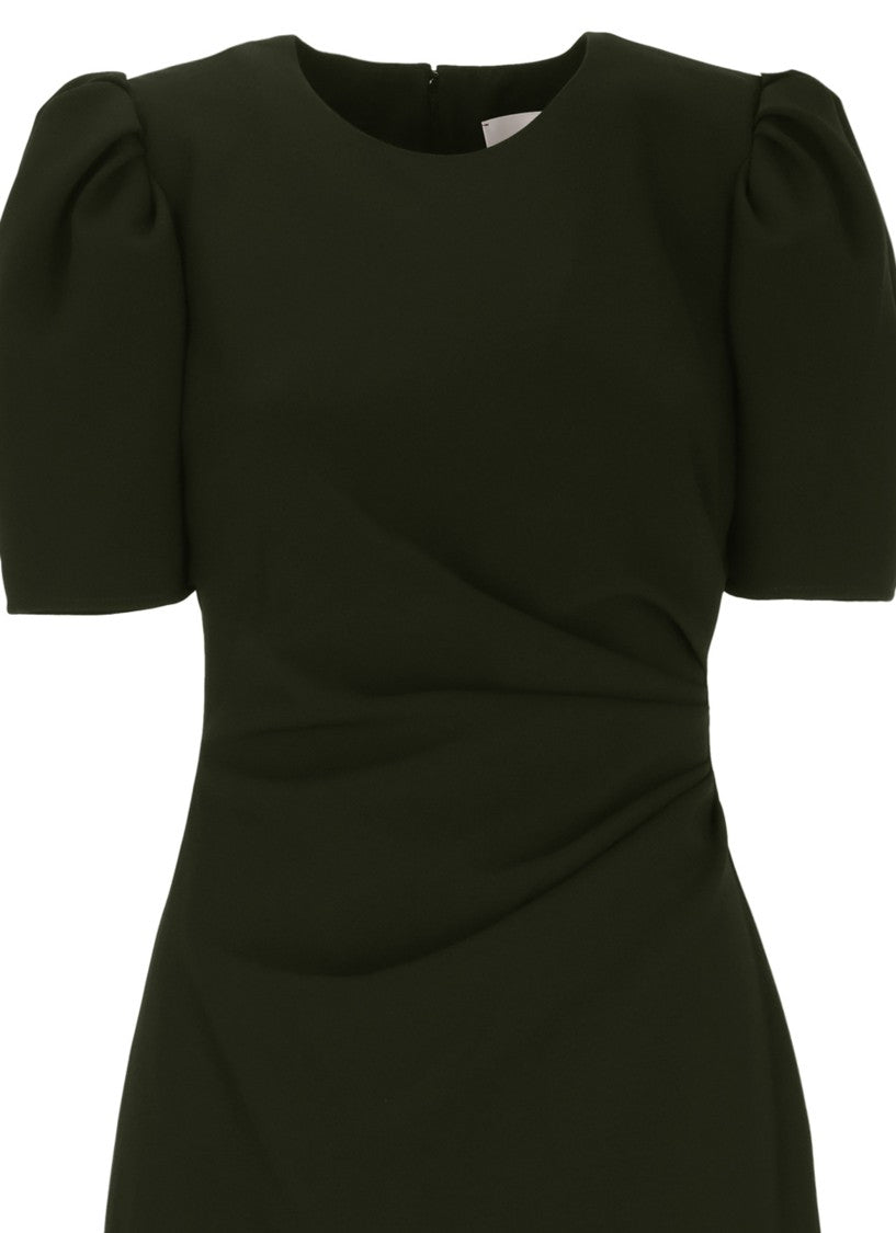 Carolina Herrera Round Neck Midi Dress With Side Drape Detail