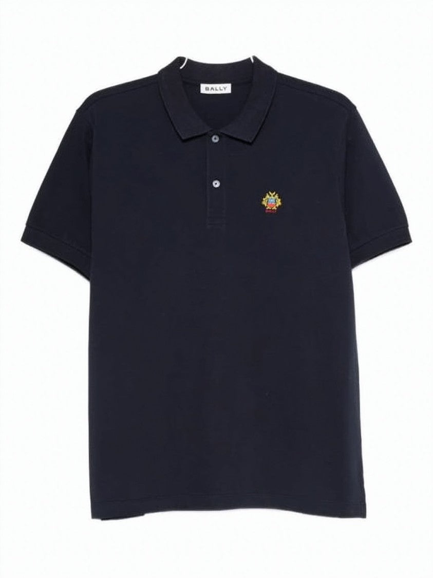 Bally Blue Solid Cotton Two-Button Polo Shirt