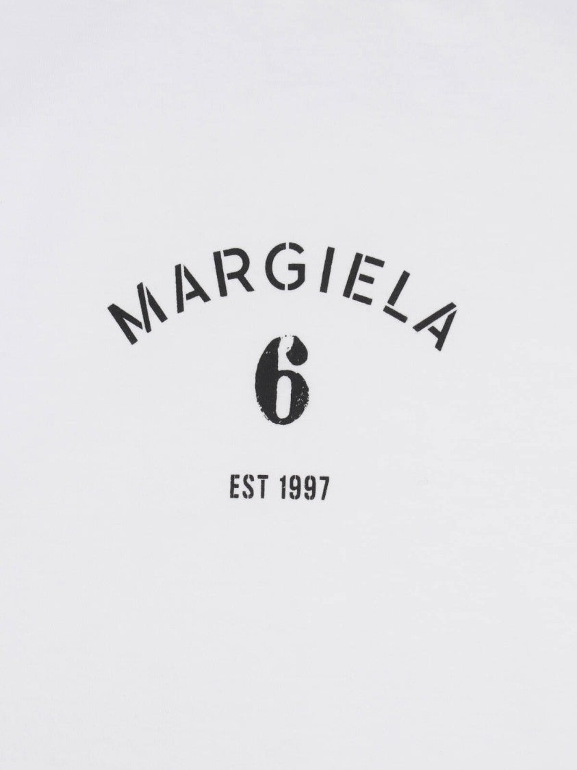 Mm6 By Maison Margiela White Minimalist Logo Stitch Cotton T-Shirt