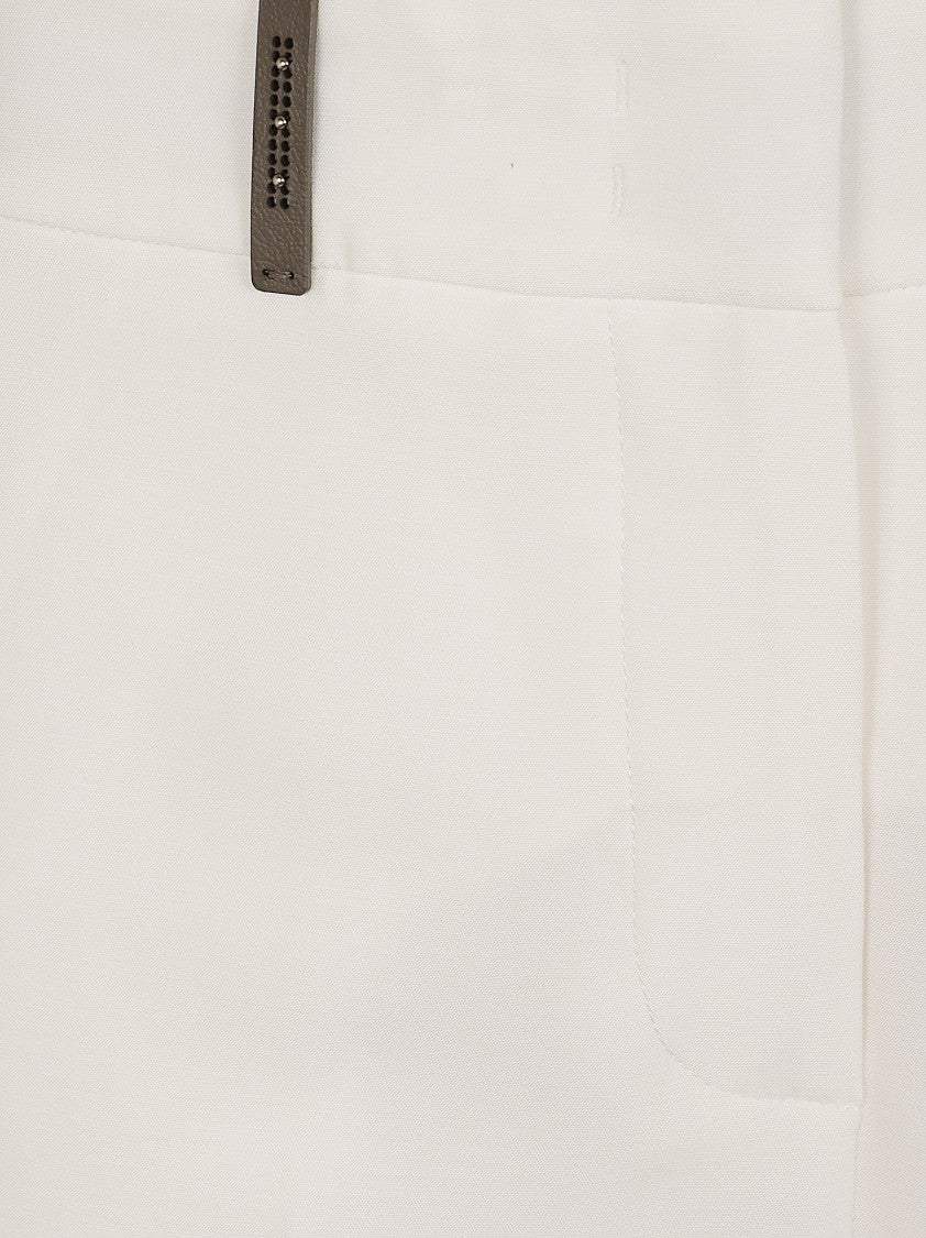 Peserico Tailored White Trousers With Flowing Silhouette And Elegant Drape
