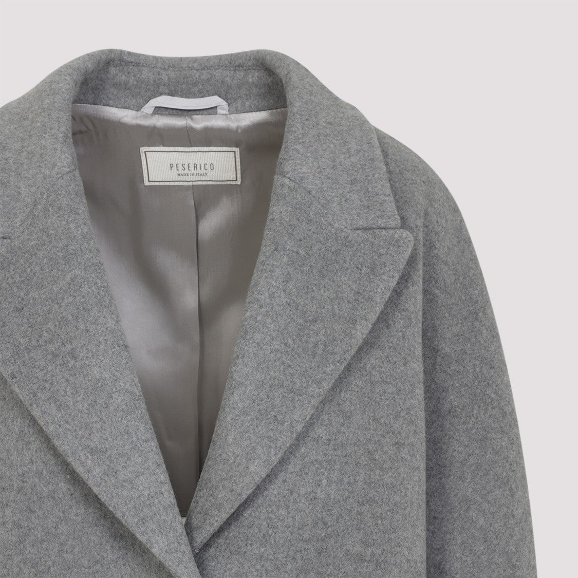 Peserico Mid-Length Grey Coat With Notched Lapel
