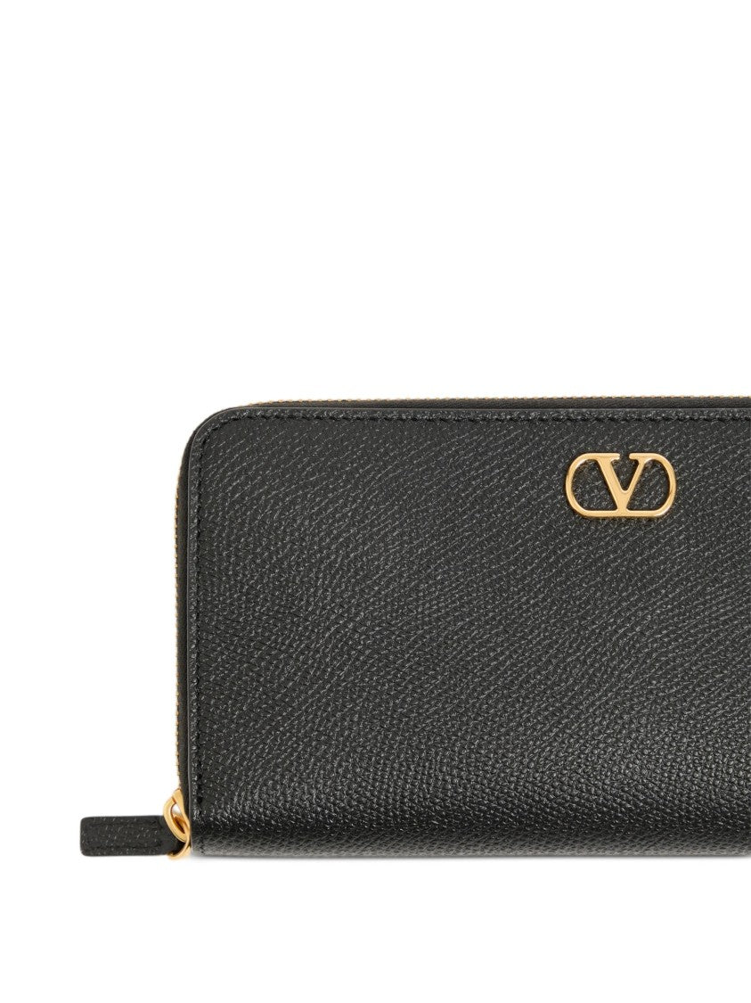 Valentino Textured Leather Zip-Around Vlogo Wallet
