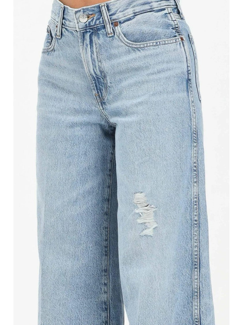 Calvin Klein Jeans Light Blue Cotton Wide-Leg Jeans