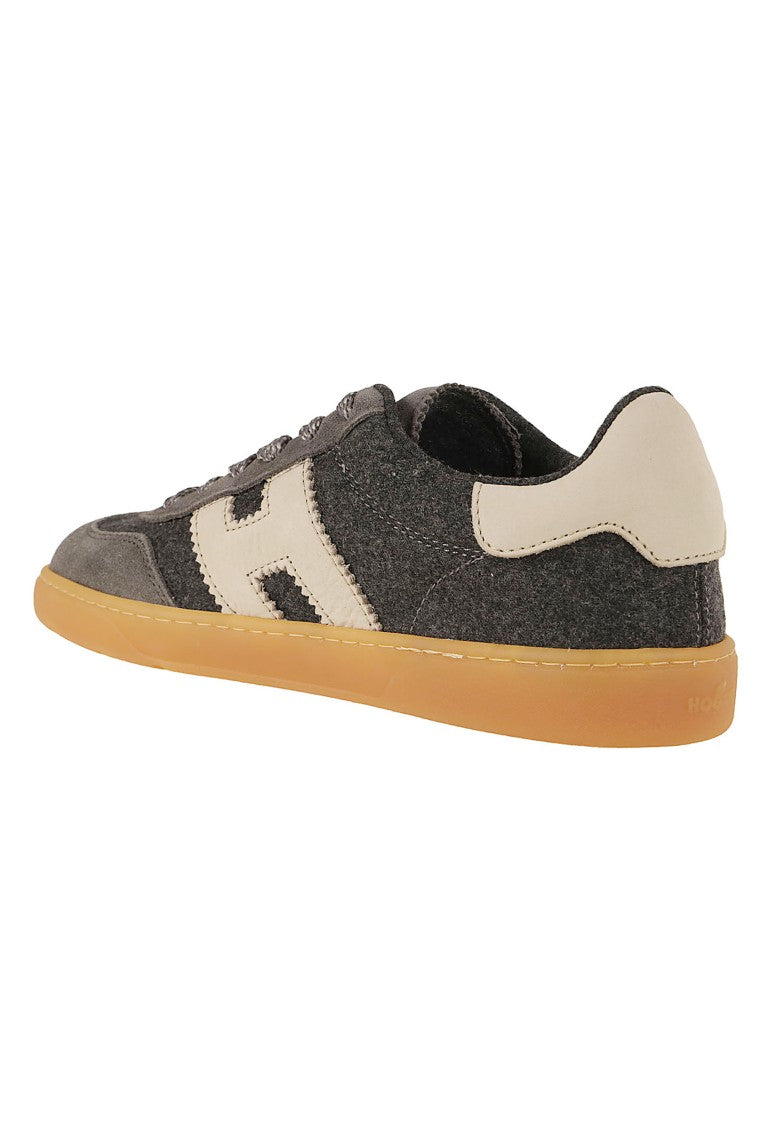 Hogan Dark Grey Cool Wool Suede Retro Sneakers