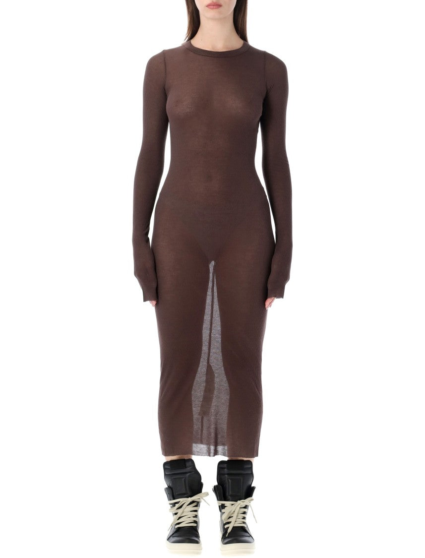Rick Owens Ribbed Long-Sleeve Dress