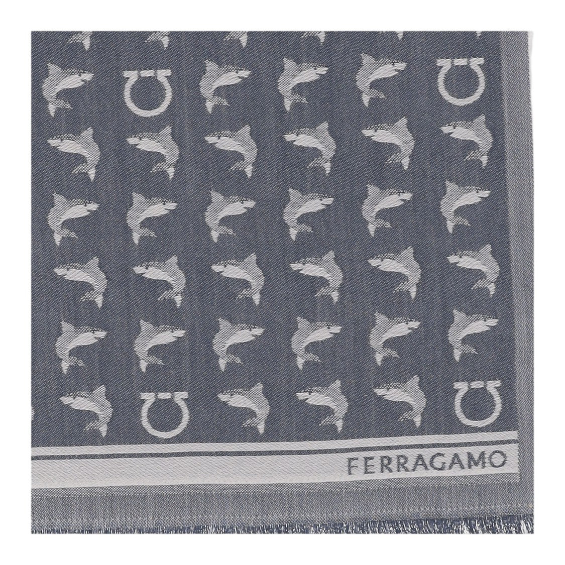 Salvatore Ferragamo Multi Patterned Fringed Wool Scarf