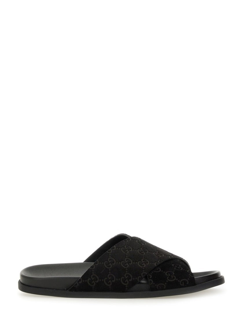 Gucci Sandal Slider With Textured Gg Pattern