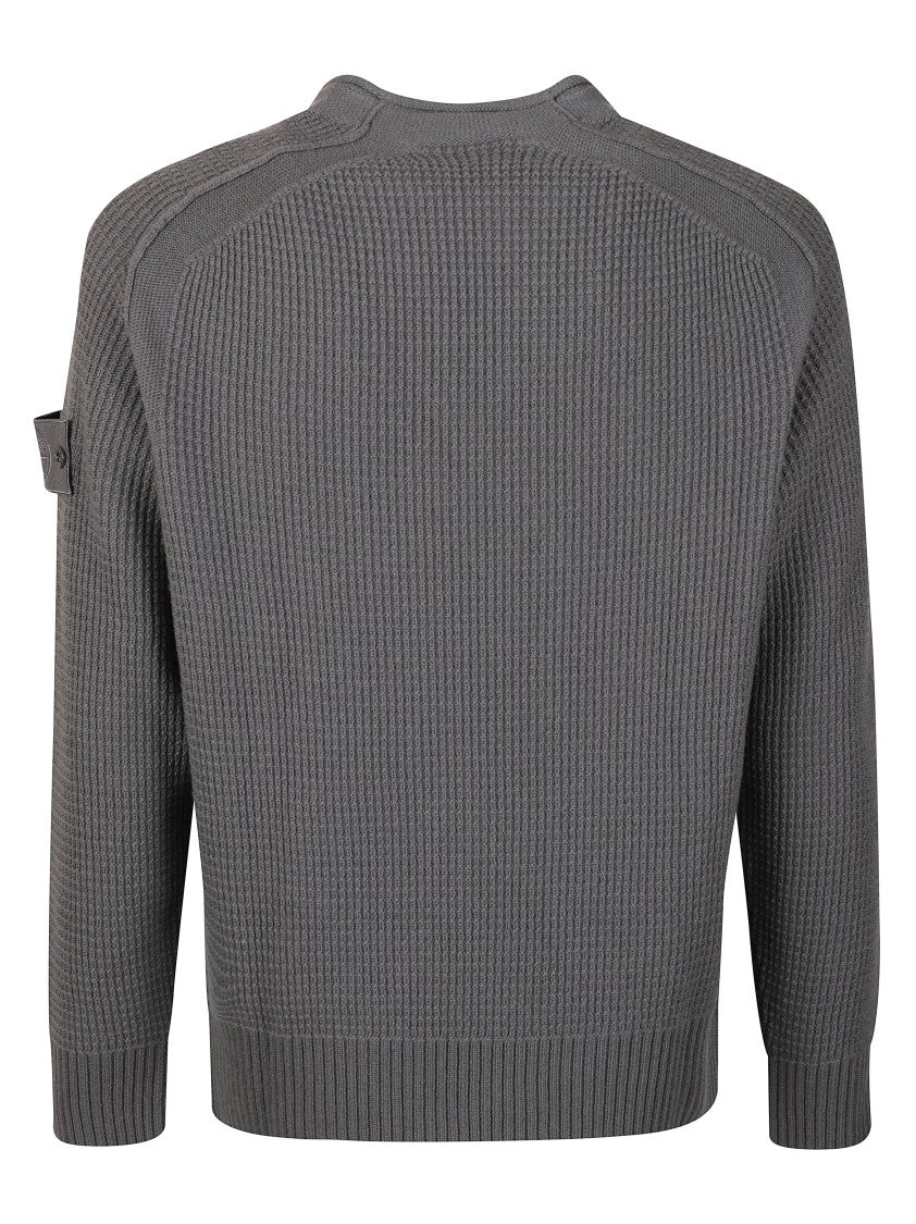Stone Island Textured Knit Sweater With Distinctive Patch Detail