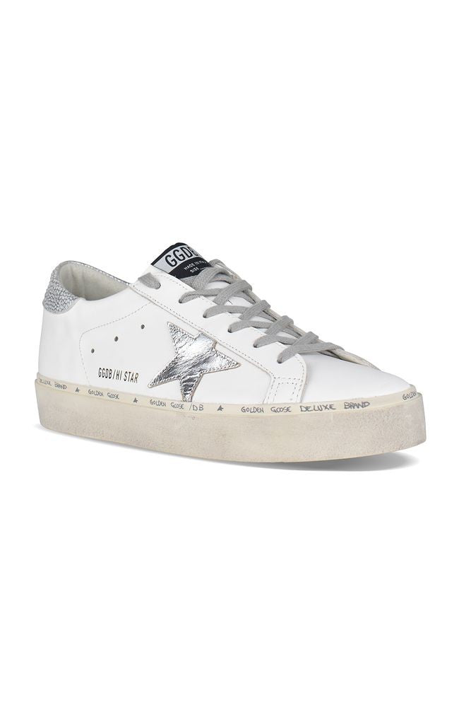 Golden Goose White Leather Hi Star Sneakers