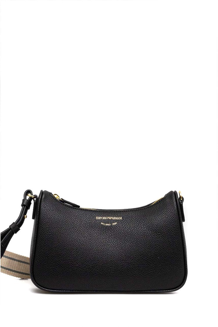 Emporio Armani Structured Black Shoulder Bag With Textured Finish