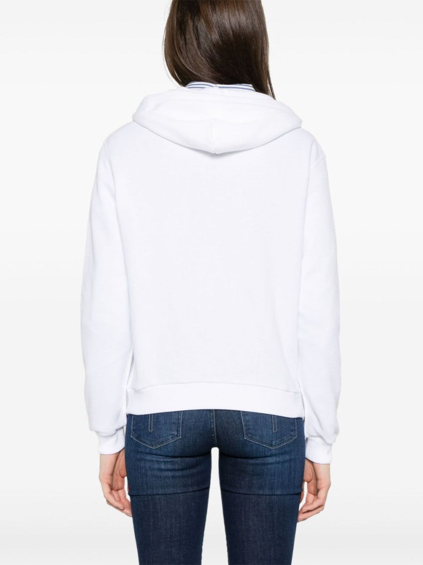 Polo Ralph Lauren Zip-Up White Sweater With Classic Hood And Front Pocket