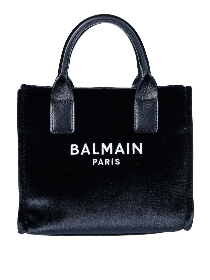 Balmain Junior Small Velvet Logo Shoulder Bag