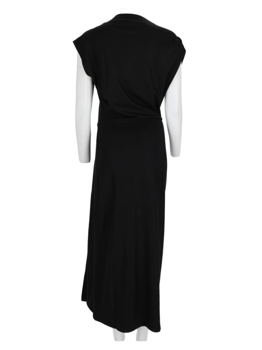 Isabel Marant Étoile Black Ruched Polyester-Blend Midi Dress