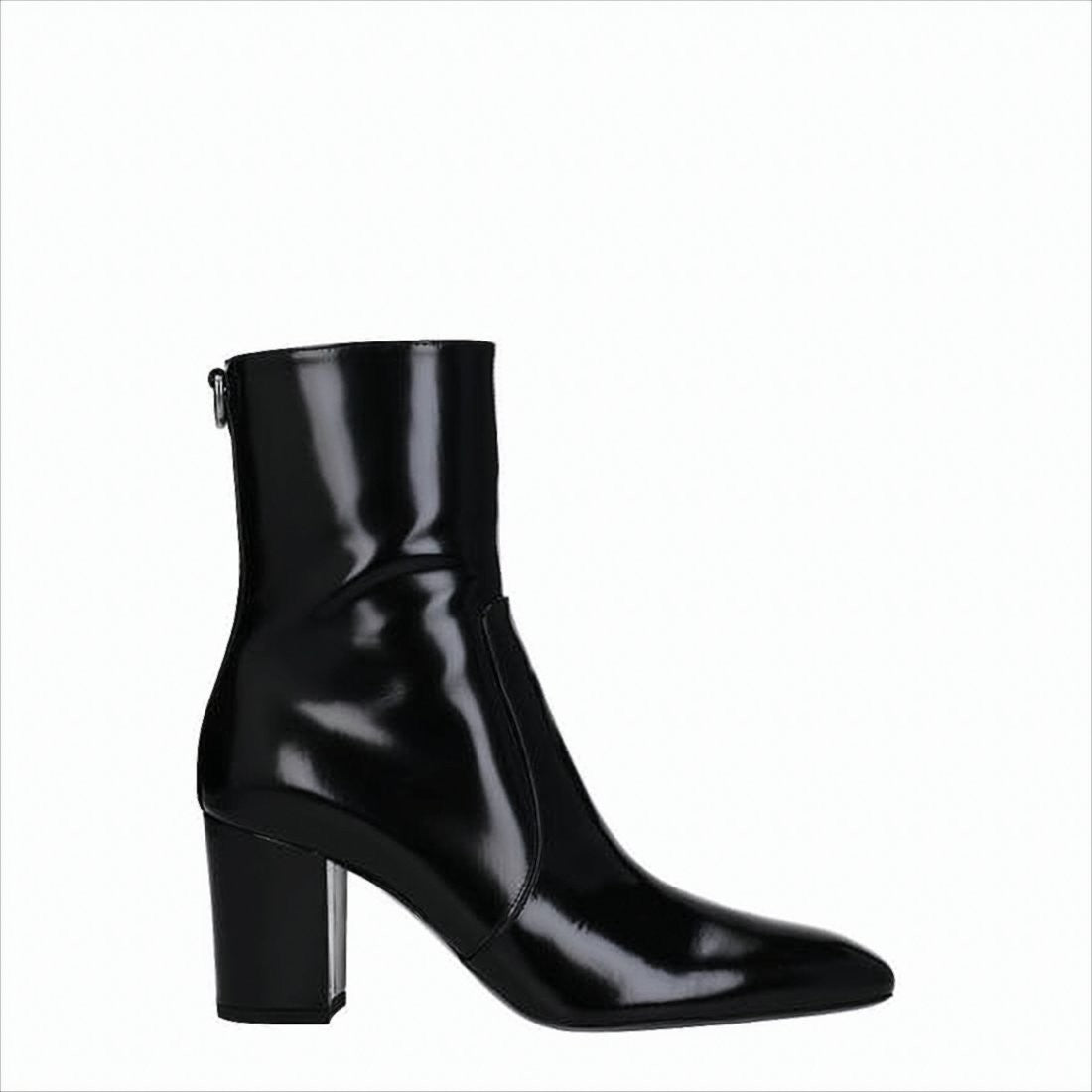 Saint Laurent Leather Ankle Boots With Pointed Toe
