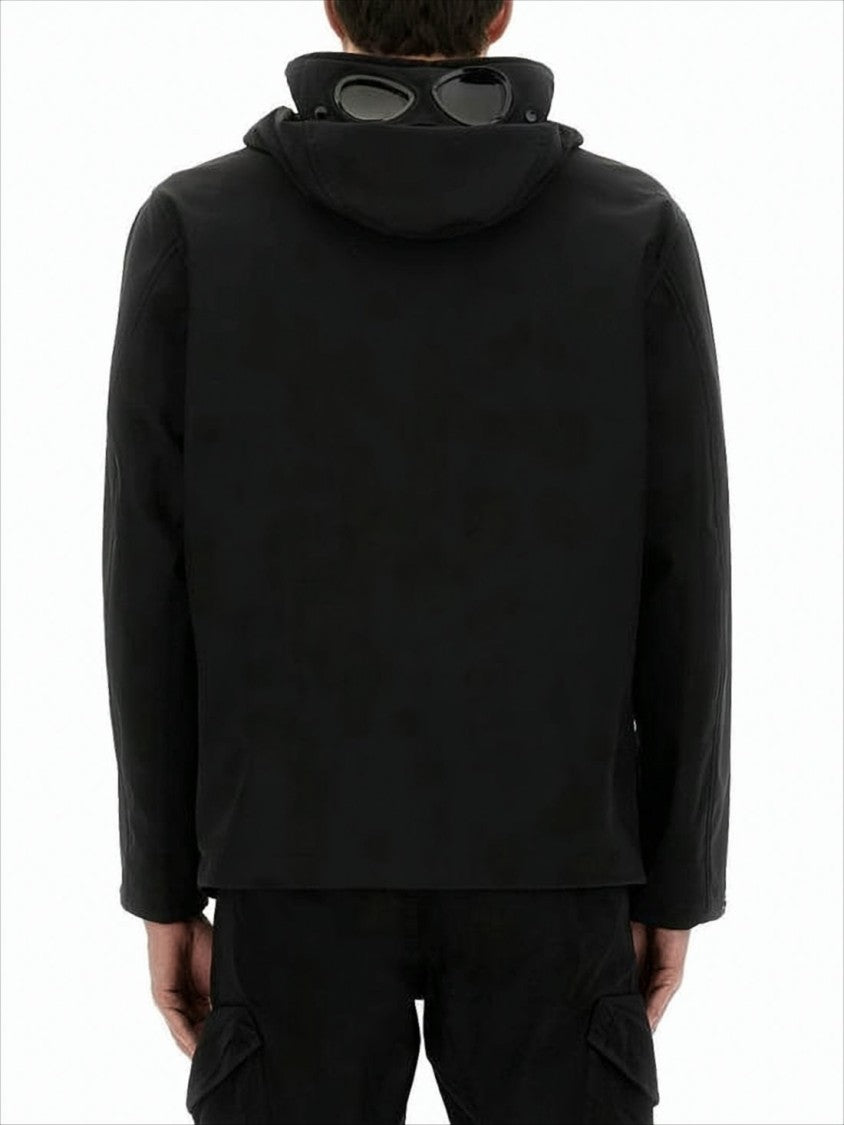 C.P. Company Minimalist Black Jacket With Integrated Hood And Goggles