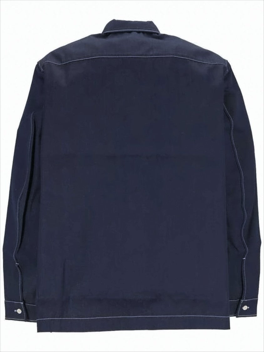 Sunnei Navy Blue Denim Shirt With Contrast Stitching