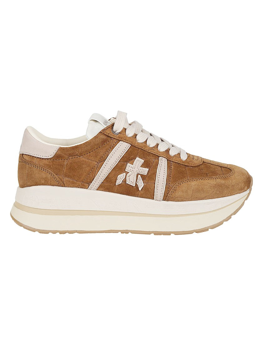 Premiata Brown Bethcoin Calf Leather Suede Sneakers