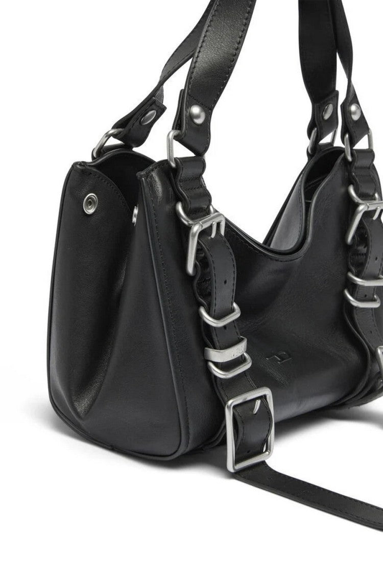 Diesel Black Compact Leather Hobo Shoulder Bag