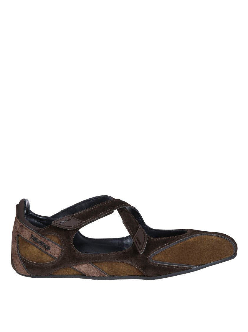 The Attico Floor01 Cut-Out Brown Textured Leather Flats