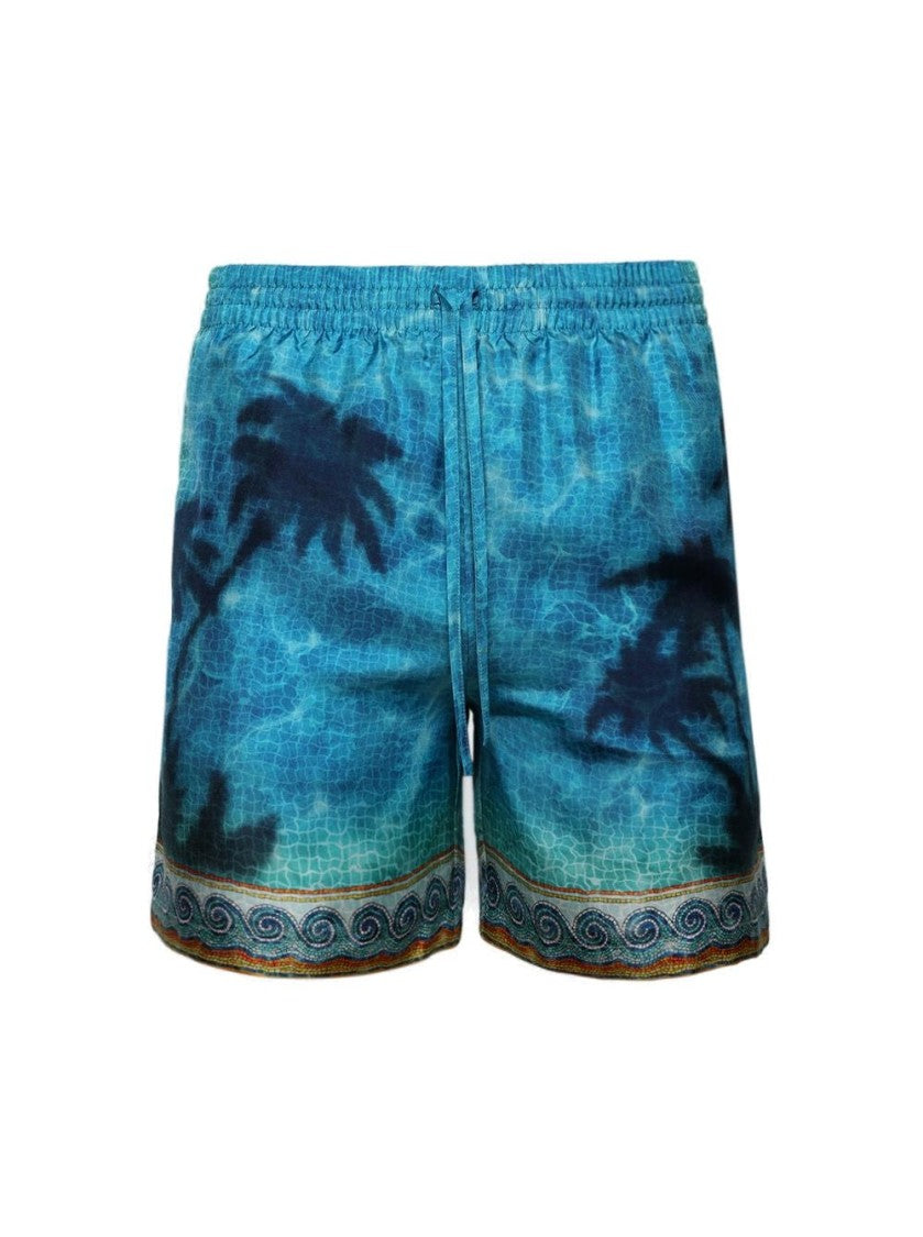 Casablanca Caustics Emblem Shorts Turquoise