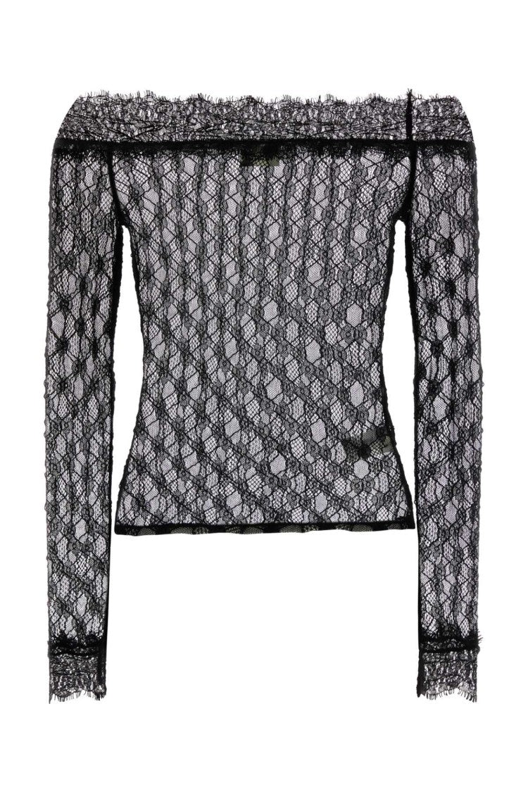 Isabel Marant Black Stretch Lace Marlene Top