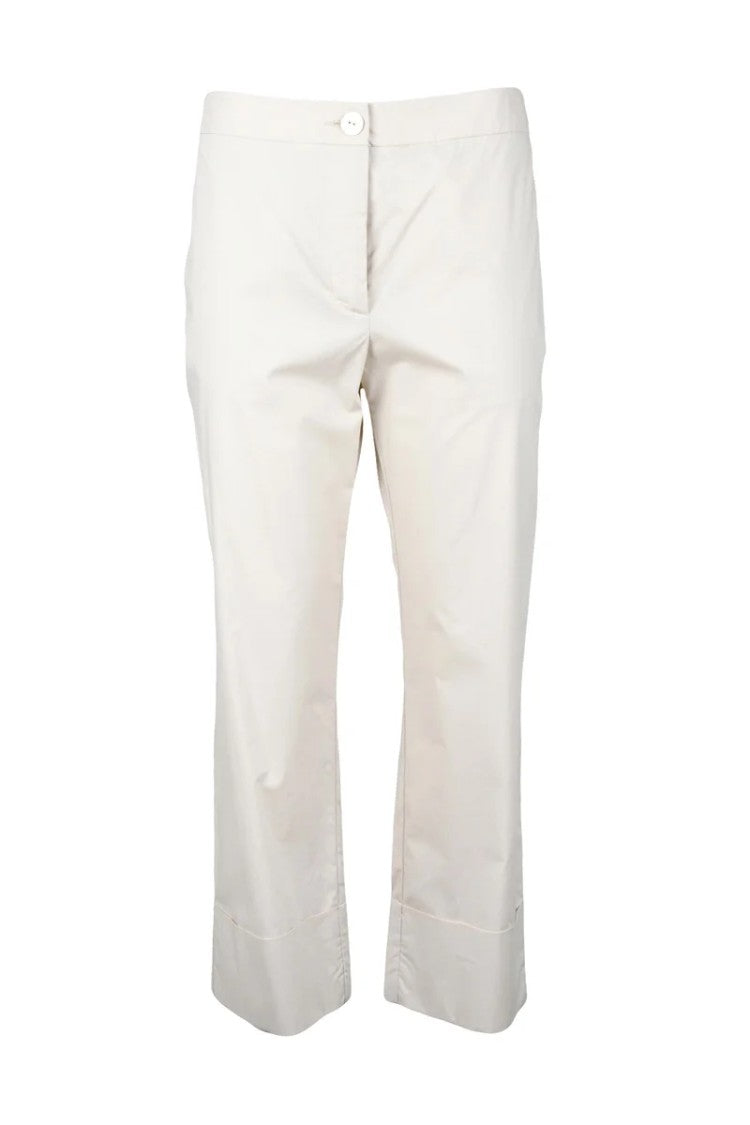 Collection Privee? Cropped White Trousers With Straight Leg
