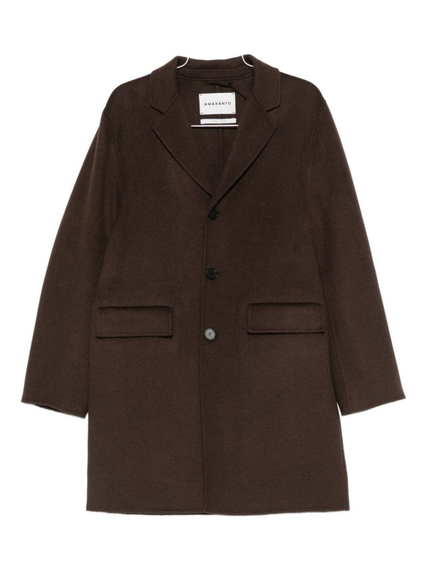 Amaranto Brown Tailored Coat With Notched Lapel