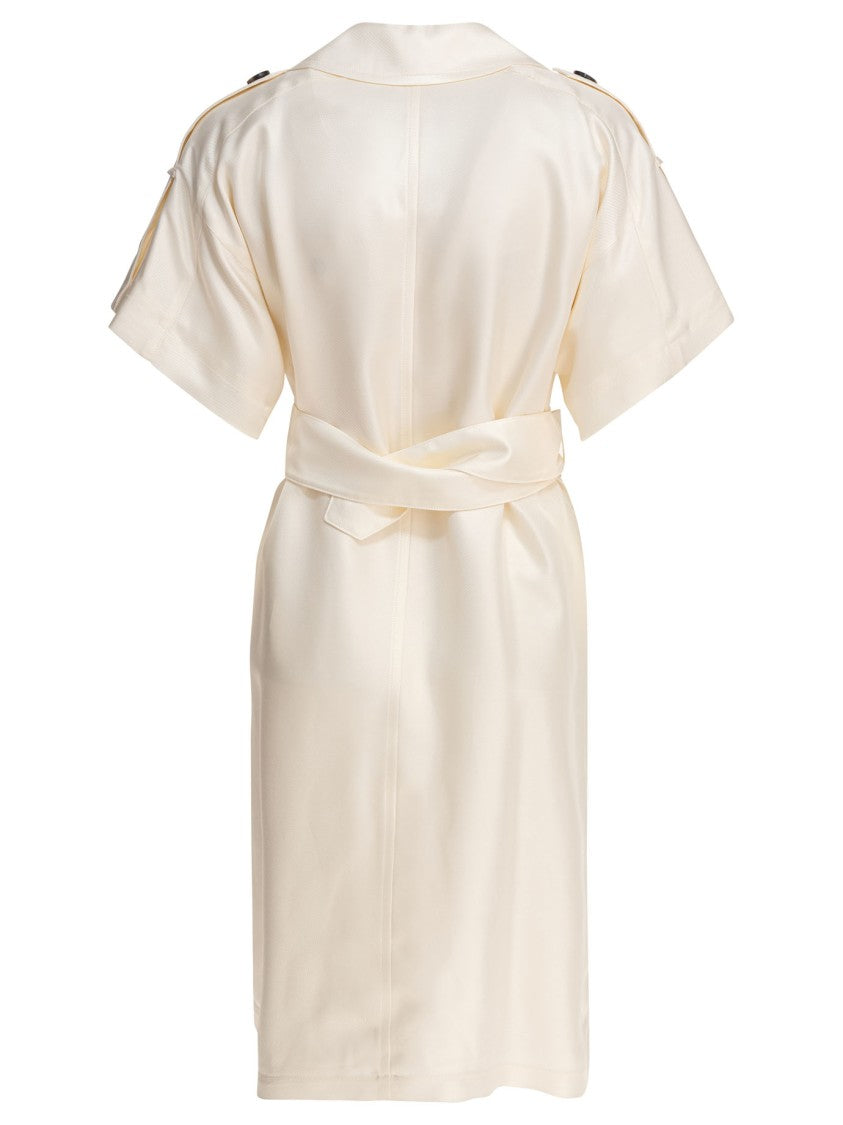 Burberry Trench-Inspired Midi Dress With Double-Breasted Front